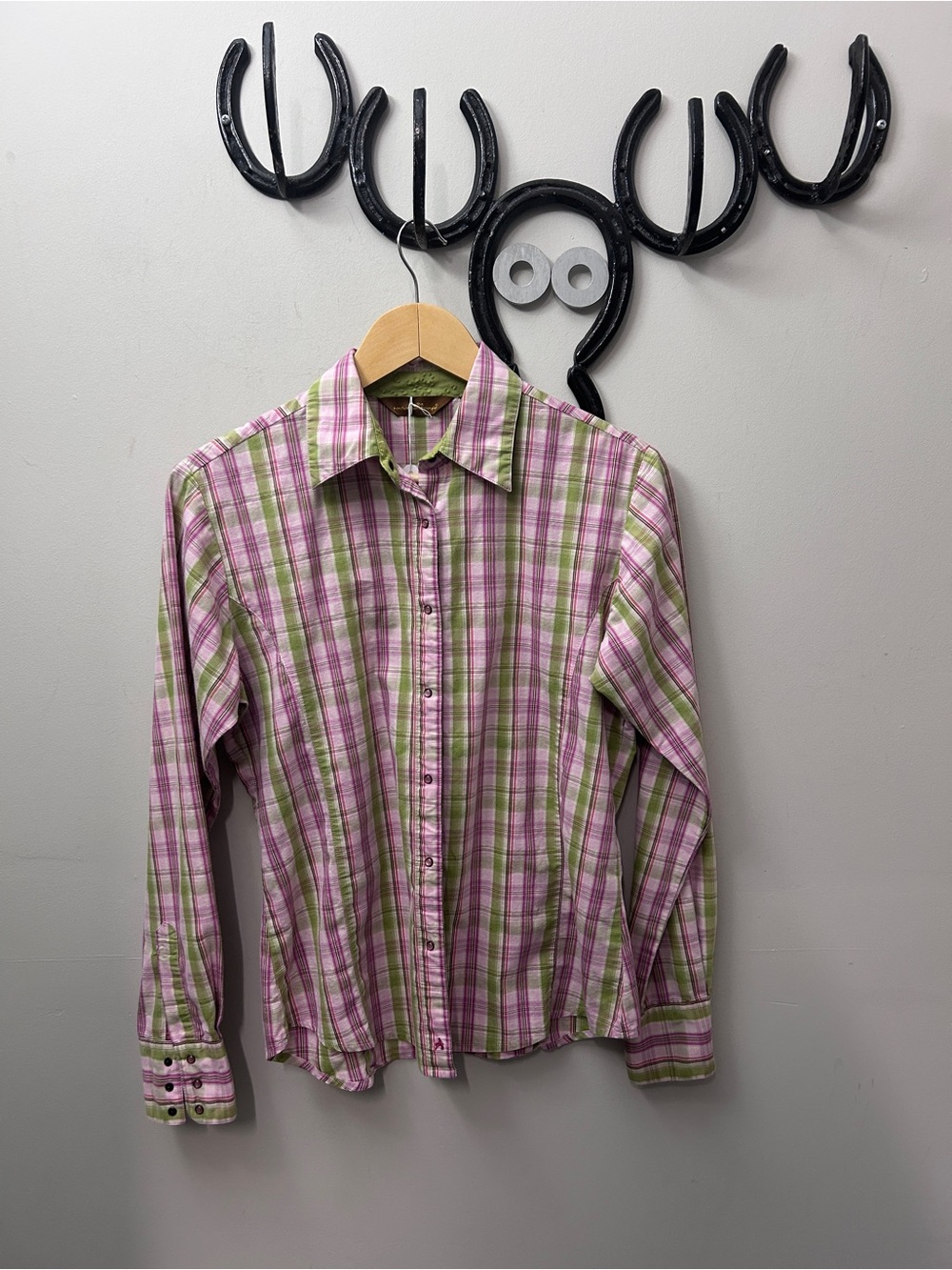 Aura Pink & Green Plaid Button-Down Shirt
